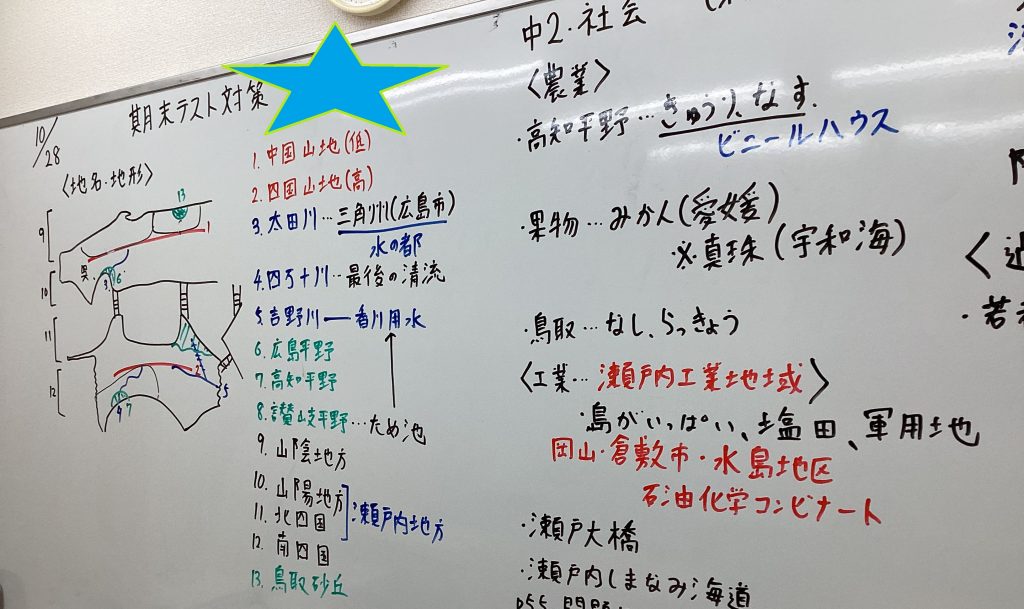 【11.1船堀通信】期末テスト対策、中２・地理
