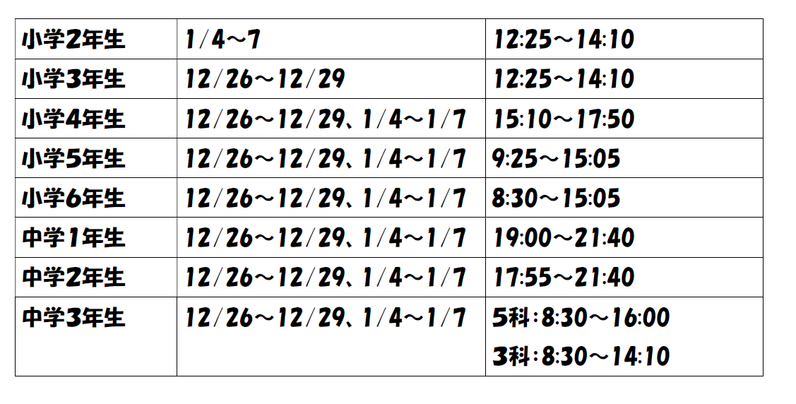ena北綾瀬の冬期講習会～PART①申込受付中！～