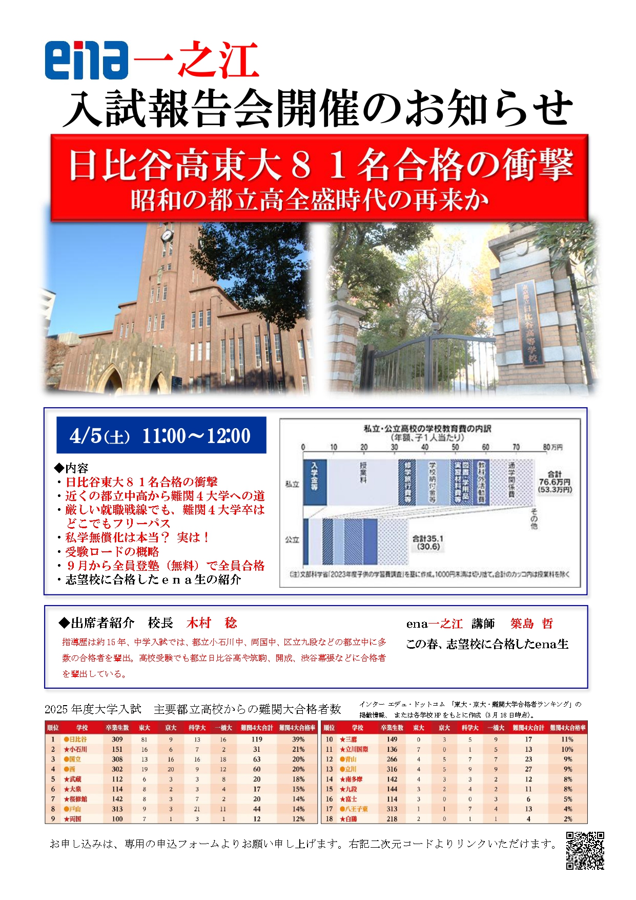 【ena一之江】春期講習開幕！！＋入試報告会開催のお知らせ