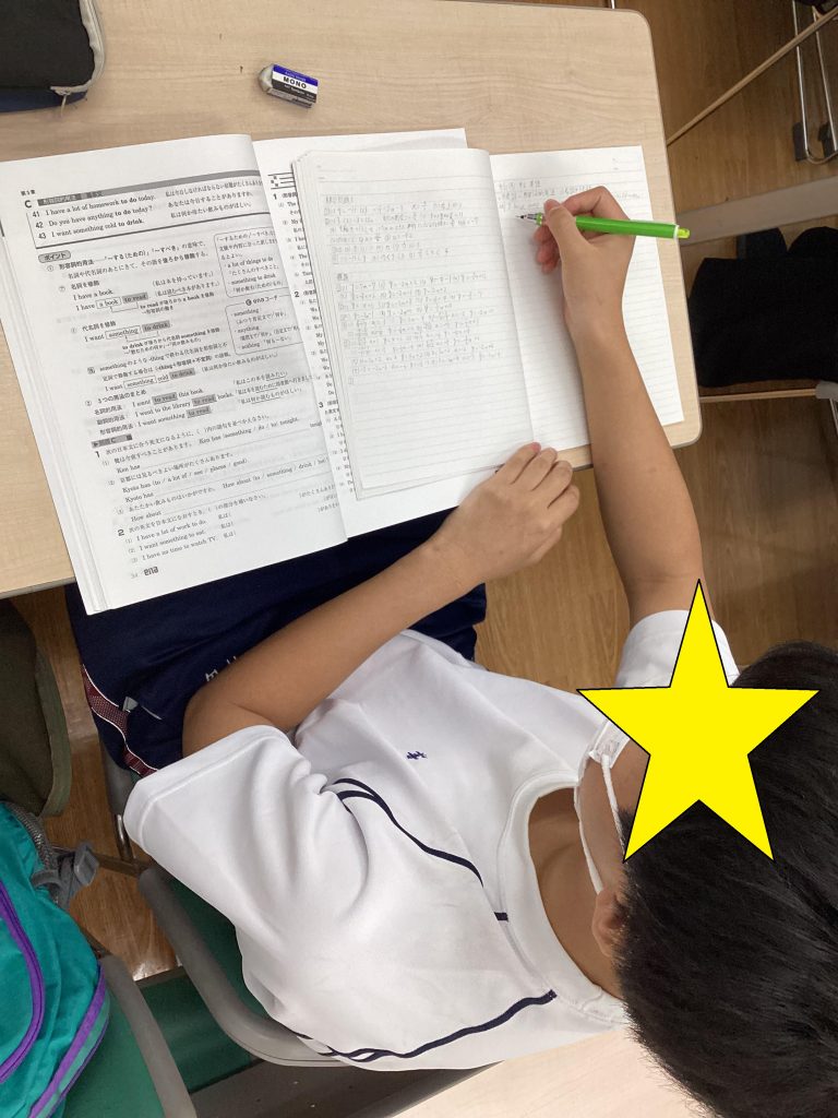 さすがの集中力。中２英語