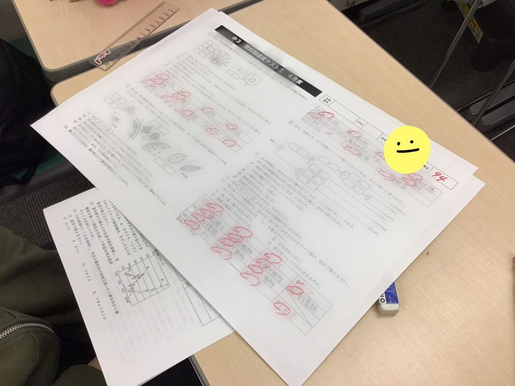 ４月20日　１回目の理社到達度テスト実施しました