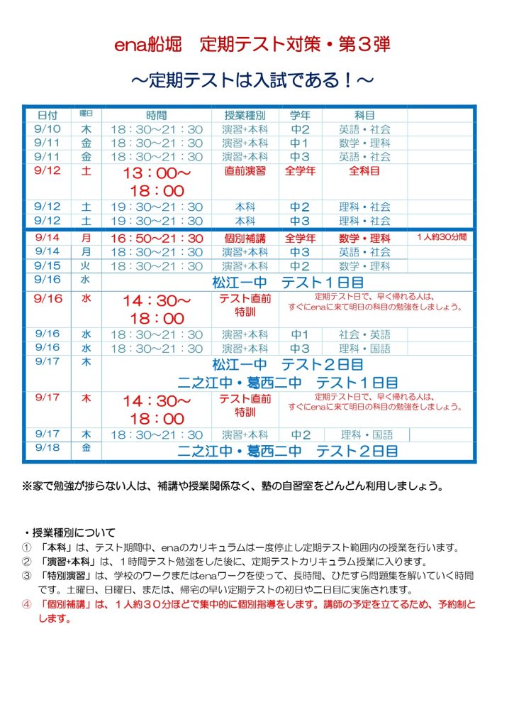 定期テストは入試である