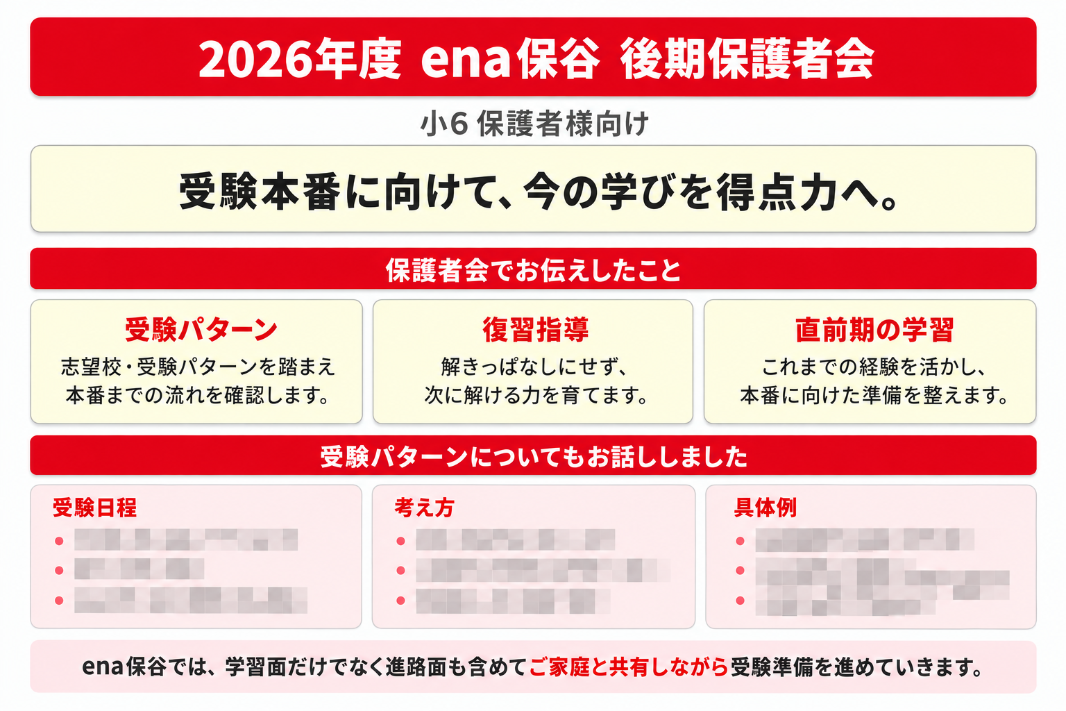 保谷通信963　保護者会実施（小６）