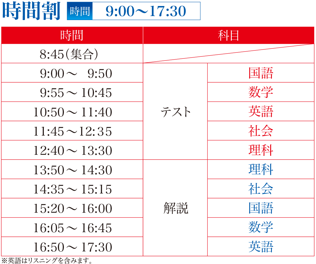 共通問題校コース時間割