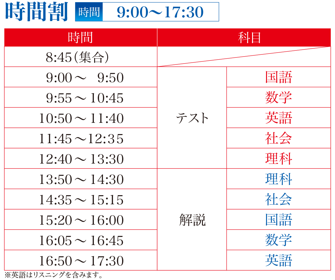 共通問題校コース時間割