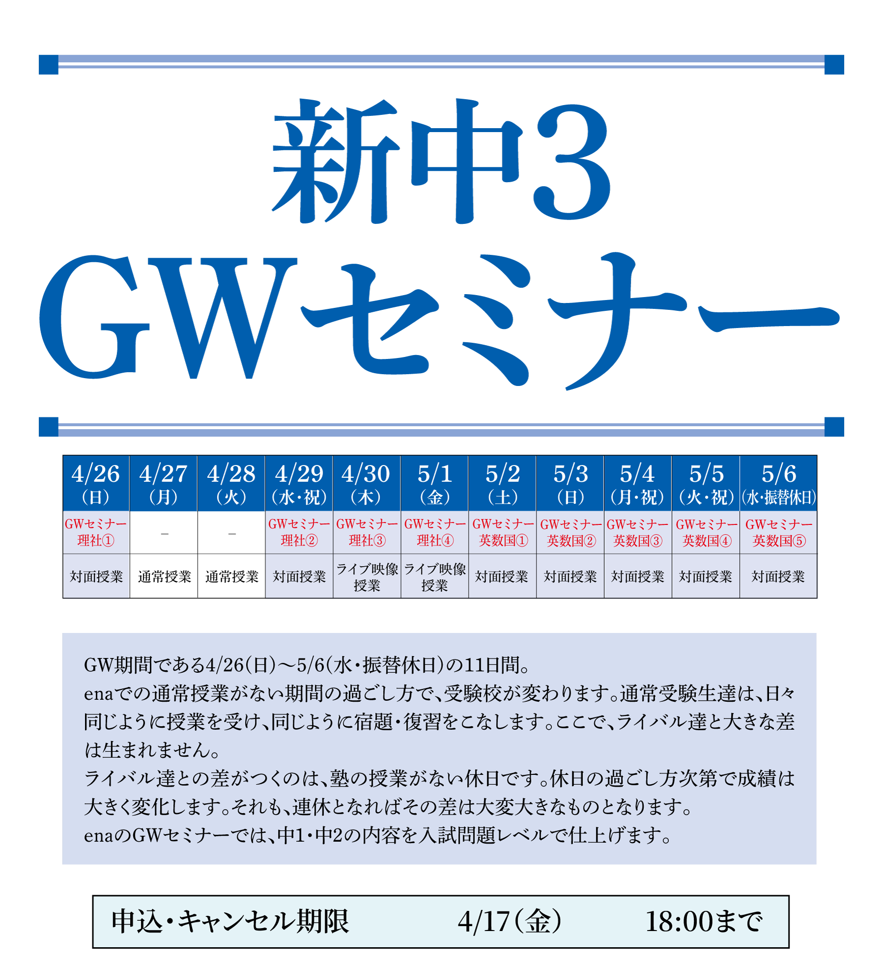 新中３GWセミナー