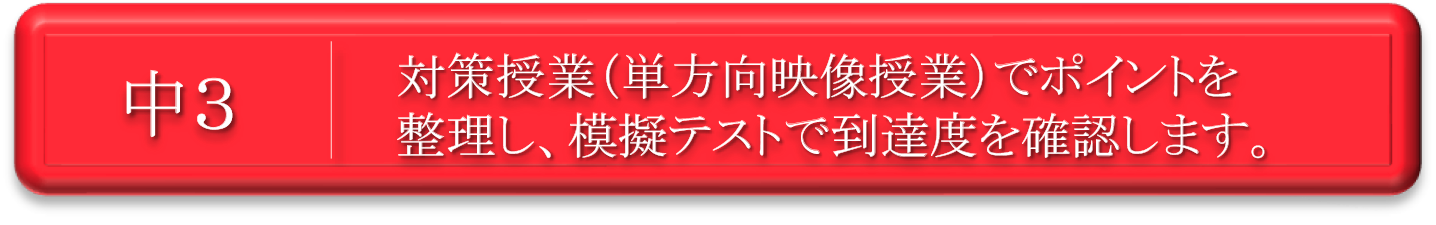 対策授業(単方向映像授業)でポイントを整理し、模擬テストで到達度を確認します。